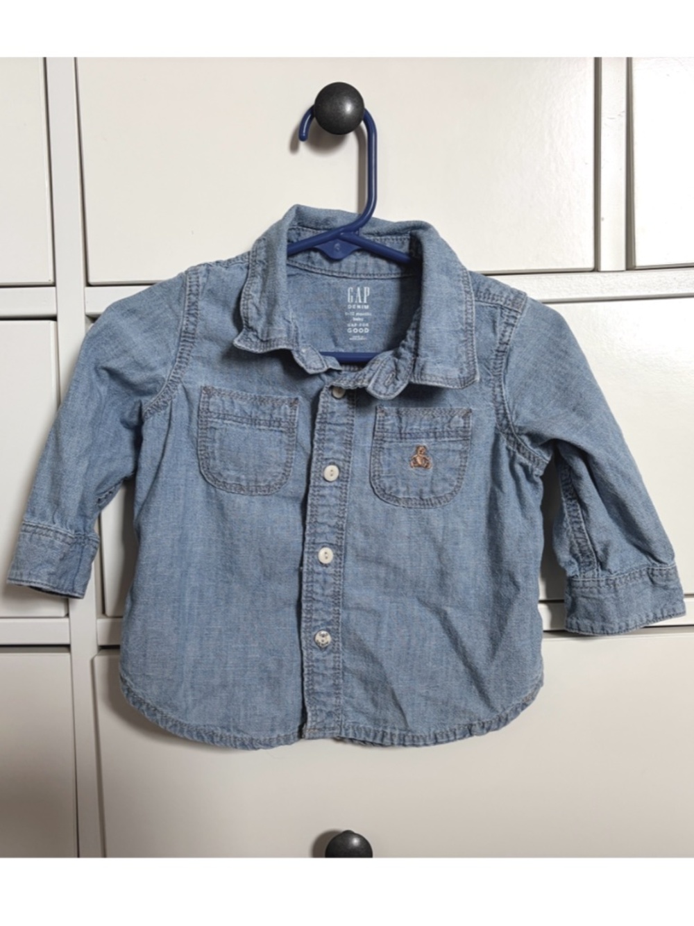 Baby Gap Denim Shirt Chambray Shirt Long Sleeve Button Up Size 6-12M